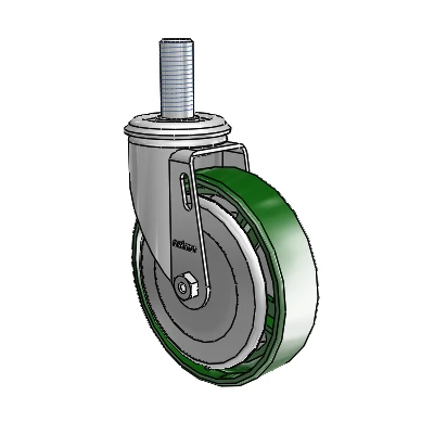 2 Series Threaded Stem Zinc Swivel Caster Caster with 5 x 1.25 Green Cast Iron Wheel
