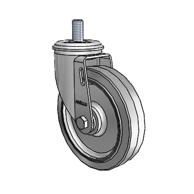 2 Series Threaded Stem Zinc Swivel Caster Caster with 5 x 1.25 Grey on Grey Performa Rubber (Flat) Wheel