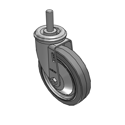 2 Series Casters Threaded Stem Caster with 5 x 1.25 Performa Rubber (Flat) Wheel