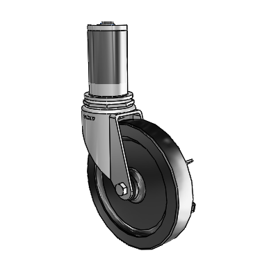 7/8" Wide Casters: Series 1 | Colson Expanding Adapter Stem Zinc Swivel Caster with 5 x 0.8750 Black Polyolefin Wheel Side Lock (BRK3)