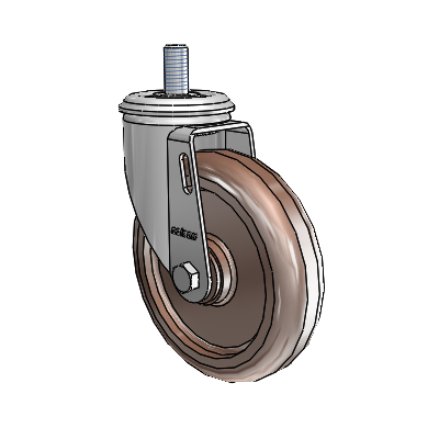 2 Series Threaded Stem Zinc Swivel Caster Caster with 5 x 1.25 Brown Thermo Wheel