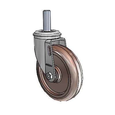 2 Series Threaded Stem Zinc Swivel Caster Caster with 5 x 1.25 Brown Thermo Wheel