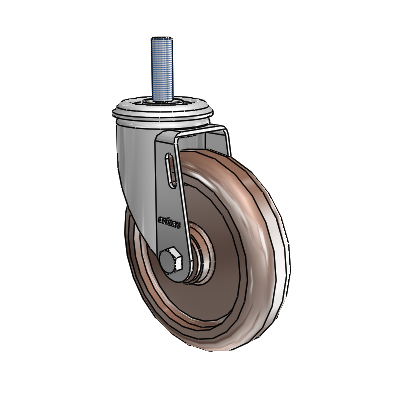 2 Series Threaded Stem Zinc Swivel Caster Caster with 5 x 1.25 Brown Thermo Wheel
