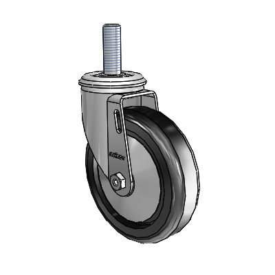 2 Series Threaded Stem Zinc Swivel Caster Caster with 5 x 1.25 Black Polyolefin Wheel