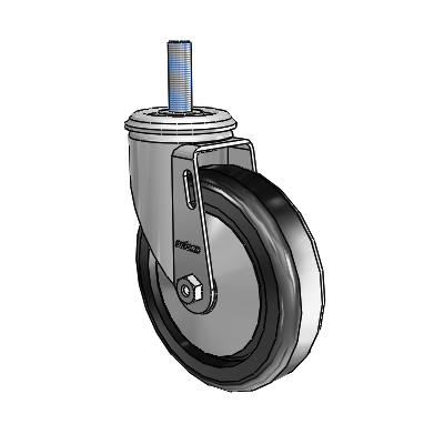 2 Series Threaded Stem Zinc Swivel Caster Caster with 5 x 1.25 Black Polyolefin Wheel