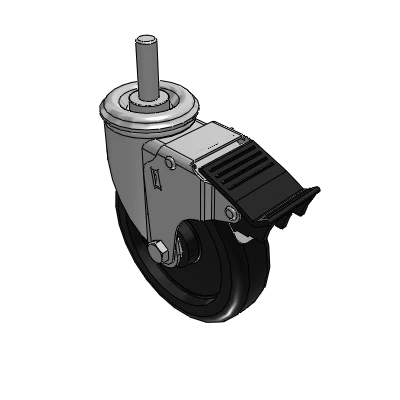 2 Series Casters Threaded Stem Caster with 5 x 1.25 Polyolefin Wheel and Total Lock Brake