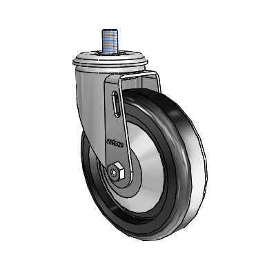 2 Series Threaded Stem Zinc Swivel Caster Caster with 5 x 1.25 Black Polyolefin Wheel