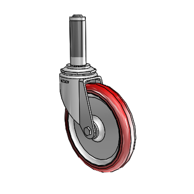 7/8" Wide Casters: Series 1 | Colson Expanding Adapter Stem Zinc Swivel Caster with 5 x 0.8750 Maroon on Grey Polyurethane HI-TECH Wheel