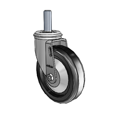 2 Series Threaded Stem Zinc Swivel Caster Caster with 5 x 1.25 Black Polyolefin Wheel