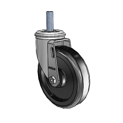 2 Series Threaded Stem Zinc Swivel Caster Caster with 5 x 1.25 Black Polyolefin Wheel