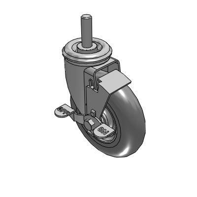 2 Series Casters Threaded Stem Caster with 5 x 1.3125 Performa Rubber (Round) Wheel and Top Lock Brake