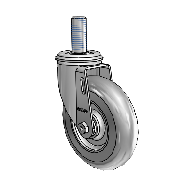2 Series Threaded Stem Zinc Swivel Caster Caster with 5 x 1.3125 Grey on Grey Performa Rubber (Round) Wheel