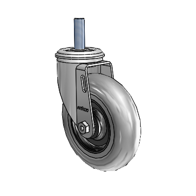 2 Series Threaded Stem Zinc Swivel Caster Caster with 5 x 1.3125 Grey on Black Performa Rubber (Round/Conductive) Wheel