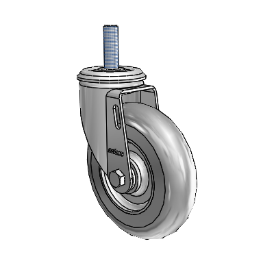 2 Series Threaded Stem Zinc Swivel Caster Caster with 5 x 1.3125 Grey on Grey Performa Rubber (Round) Wheel