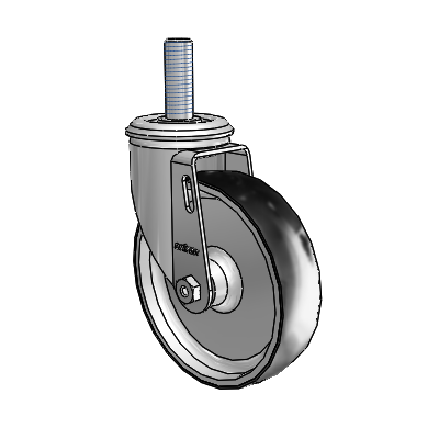 2 Series Threaded Stem Zinc Swivel Caster Caster with 5 x 1.25 Black on Silver ThermoTech Wheel