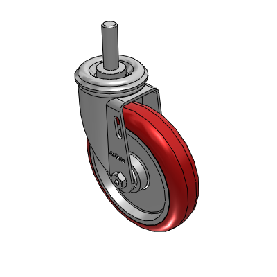 2 Series Casters Threaded Stem Caster with 5 x 1.25 Polyurethane HI-TECH Wheel