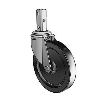 7/8" Wide Casters: Series 1 | Colson Square Stem Zinc Swivel Caster with 5 x 0.8750 Black Polyolefin Wheel