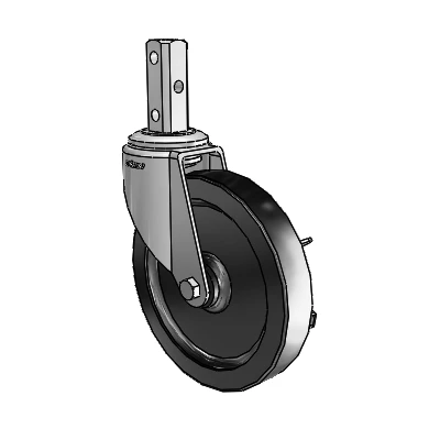 7/8" Wide Casters: Series 1 | Colson Square Stem Zinc Swivel Caster with 5 x 0.8750 Black Polyolefin Wheel and Side Lock Brake