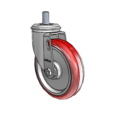 2 Series Threaded Stem Zinc Swivel Caster Caster with 5 x 1.25 Maroon on Grey Polyurethane HI-TECH Wheel