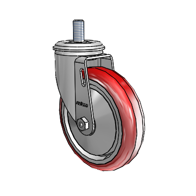 2 Series Threaded Stem Zinc Swivel Caster Caster with 5 x 1.25 Maroon on Grey Polyurethane HI-TECH Wheel