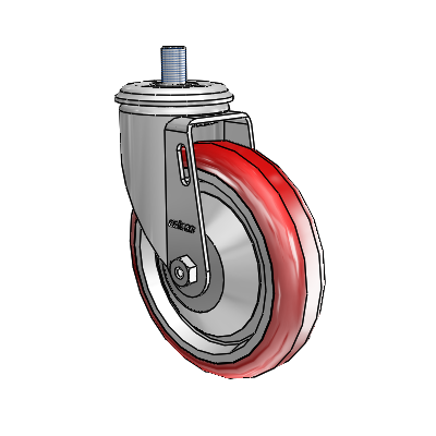 2 Series Threaded Stem Zinc Swivel Caster Caster with 5 x 1.25 Maroon on Grey Polyurethane HI-TECH Wheel