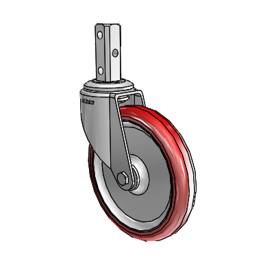 7/8" Wide Casters: Series 1 | Colson Square Stem Zinc Swivel Caster with 5 x 0.8750 Maroon on Grey Polyurethane HI-TECH Wheel