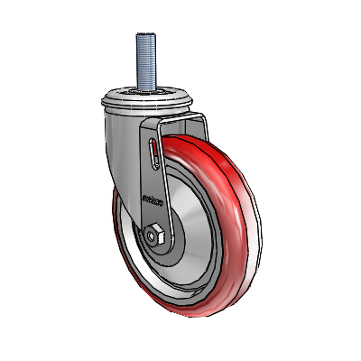 2 Series Threaded Stem Zinc Swivel Caster Caster with 5 x 1.25 Maroon on Grey Polyurethane HI-TECH Wheel