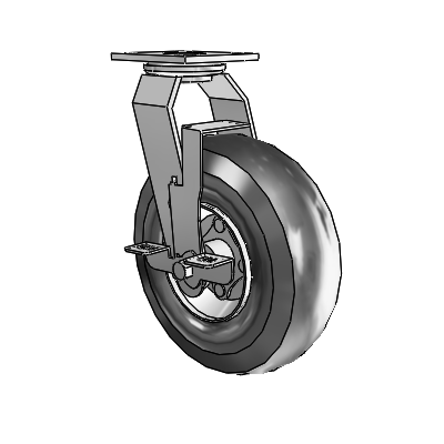 Pneumatic Top Plate Zinc Swivel Caster with 10 x 4.10/4 Black Pneumatic Wheel and VertiLoc Brake