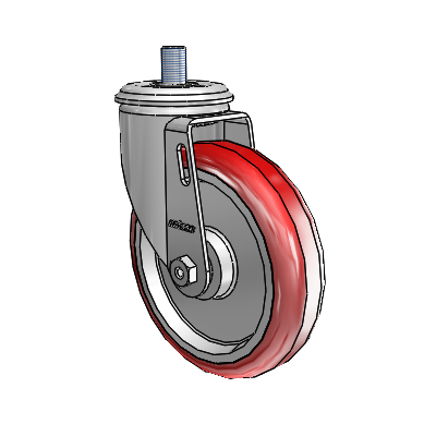 2 Series Threaded Stem Zinc Swivel Caster Caster with 5 x 1.25 Maroon on Grey Polyurethane HI-TECH Wheel