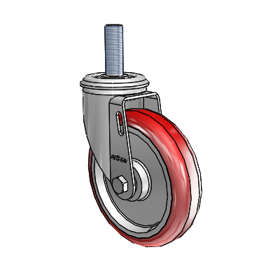2 Series Threaded Stem Zinc Swivel Caster Caster with 5 x 1.25 Maroon on Grey Polyurethane HI-TECH Wheel