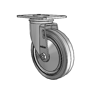 2 Series Casters Top Plate Swivel Zinc Swivel Caster with 5 x 1.25 Grey on Grey Performa Rubber (Flat) Wheel