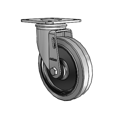 2 Series Casters Top Plate Swivel Zinc Swivel Caster with 5 x 1.25 Grey on Black Performa Rubber (Flat/Conductive) Wheel