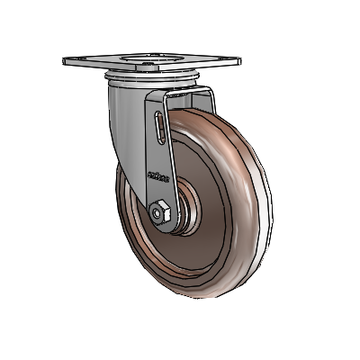2 Series Casters Top Plate Swivel Zinc Swivel Caster with 5 x 1.25 Brown Thermo Wheel