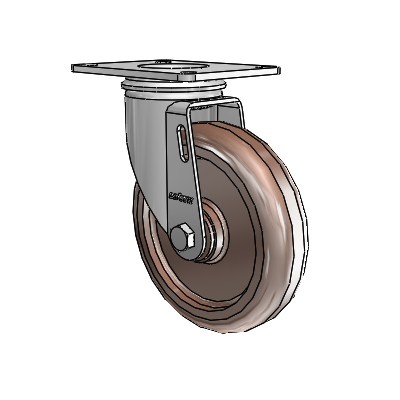 2 Series Casters Top Plate Swivel Zinc Swivel Caster with 5 x 1.25 Brown Thermo Wheel