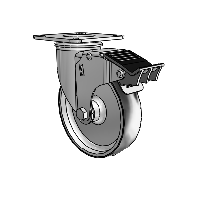 2 Series Casters Top Plate Swivel Zinc Swivel Caster with 5 x 1.25 Black on Silver ThermoTech Wheel and Total Lock Brake