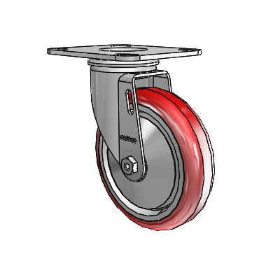 2 Series Casters Top Plate Swivel Zinc Swivel Caster with 5 x 1.25 Maroon on Grey Polyurethane HI-TECH Wheel