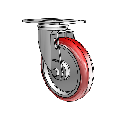 2 Series Casters Top Plate Swivel Zinc Swivel Caster with 5 x 1.25 Maroon on Grey Polyurethane HI-TECH Wheel
