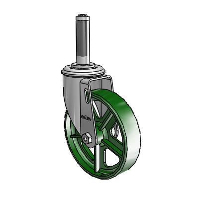 2 Series Expanding Adapter Stem Zinc Swivel Caster Caster with 5 x 1.25 Green Cast Iron Wheel