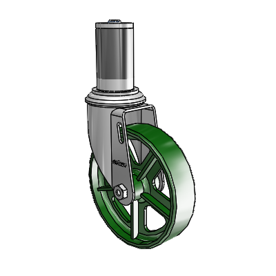 2 Series Expanding Adapter Stem Zinc Swivel Caster Caster with 5 x 1.25 Green Cast Iron Wheel