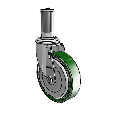 2 Series Expanding Adapter Stem Zinc Swivel Caster Caster with 5 x 1.25 Green Cast Iron Wheel
