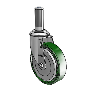 2 Series Expanding Adapter Stem Zinc Swivel Caster Caster with 5 x 1.25 Green Cast Iron Wheel