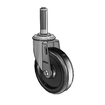 2 Series Expanding Adapter Stem Zinc Swivel Caster Caster with 5 x 1.25 Black Polyolefin Wheel