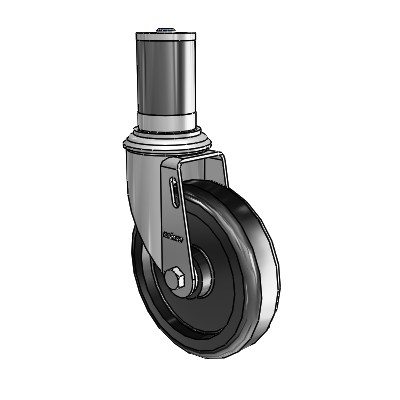 2 Series Expanding Adapter Stem Zinc Swivel Caster Caster with 5 x 1.25 Black Polyolefin Wheel