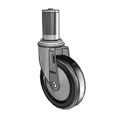 2 Series Expanding Adapter Stem Zinc Swivel Caster Caster with 5 x 1.25 Black Polyolefin Wheel