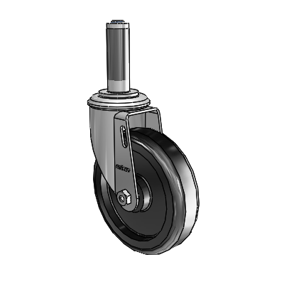 2 Series Expanding Adapter Stem Zinc Swivel Caster Caster with 5 x 1.25 Black Polyolefin Wheel