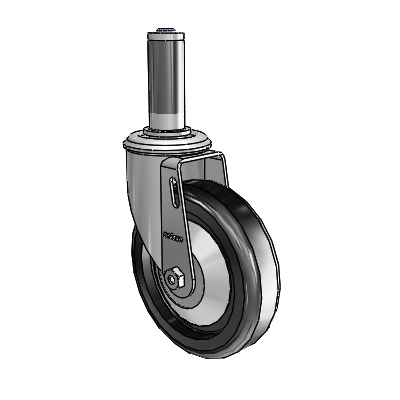 2er-Serie, ausziehbarer Adapterstiel, Zink, schwenkbare Lenkrolle mit 5 x 1,25 schwarzen Polyolefin-Rädern