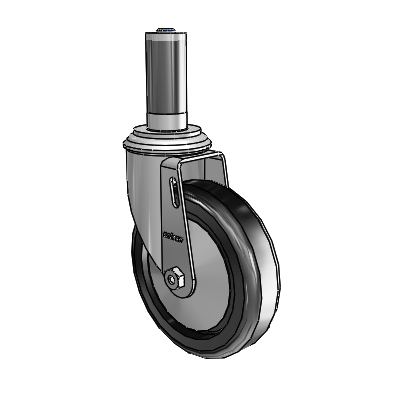 2 Series Expanding Adapter Stem Zinc Swivel Caster Caster with 5 x 1.25 Black Polyolefin Wheel