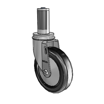 2 Series Expanding Adapter Stem Zinc Swivel Caster Caster with 5 x 1.25 Black Polyolefin Wheel