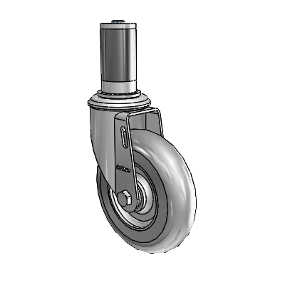 2 Series Expanding Adapter Stem Zinc Swivel Caster Caster with 5 x 1.3125 Grey on Grey Performa Rubber (Round) Wheel