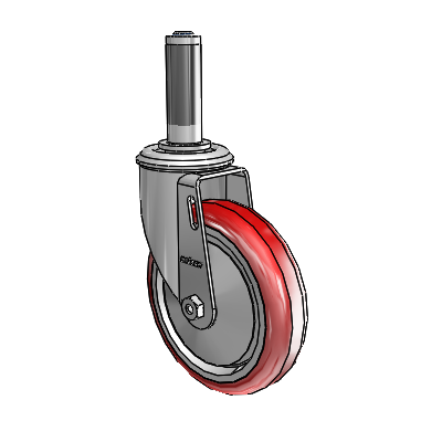 2 Series Expanding Adapter Stem Zinc Swivel Caster Caster with 5 x 1.25 Maroon on Grey Polyurethane HI-TECH Wheel